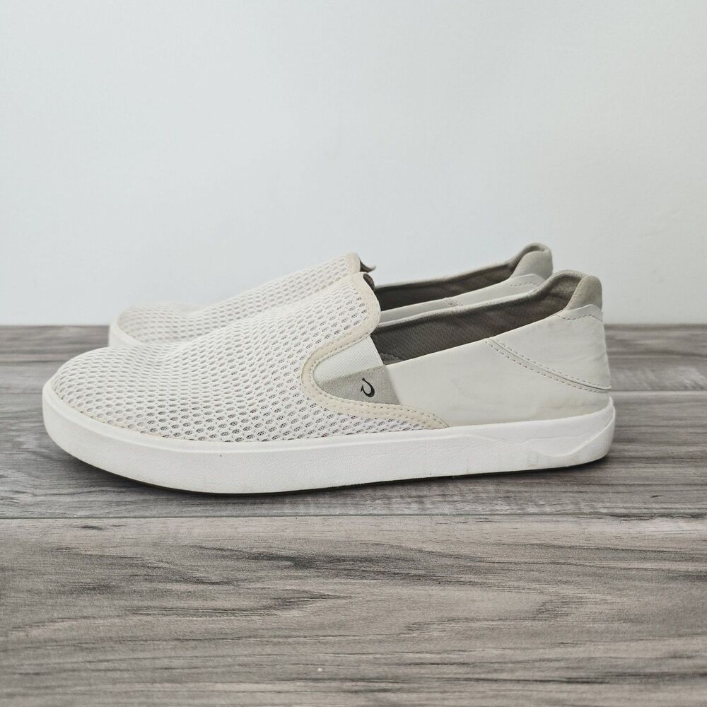 OluKai Lae'ahi Sneakers Men's Sz 11M Ivory Mesh Slip On Casual Comfort Shoes